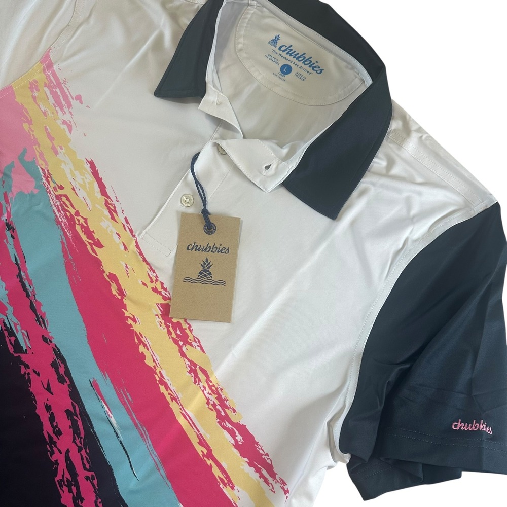 Chubbies "The‎ Tennis Champ" Performance Men's Polo Short Sleeve Size Large